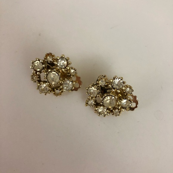 Vintage Rhinestone Clip Earrings - Picture 1 of 3